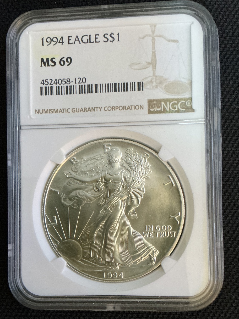 1994 American Silver Eagle MS69 - Silver Coin in Protective Slab